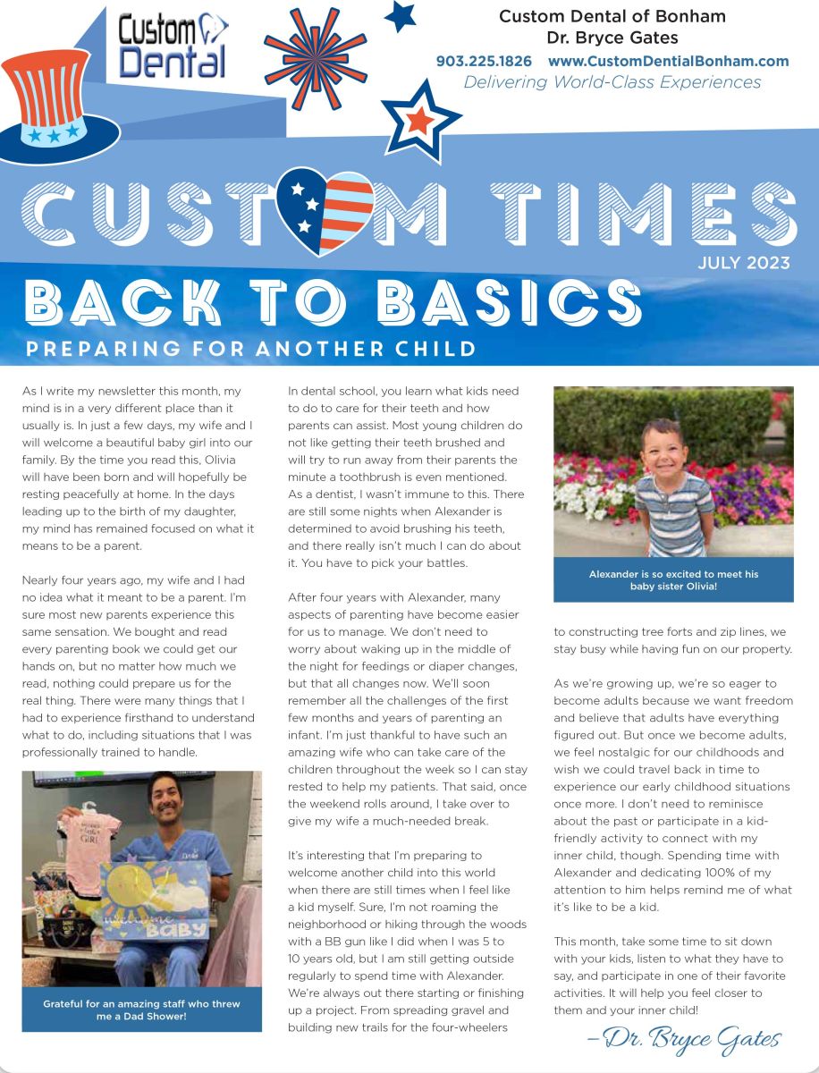 Patient Newsletter Custom Dental of Bonham Bonham TX
